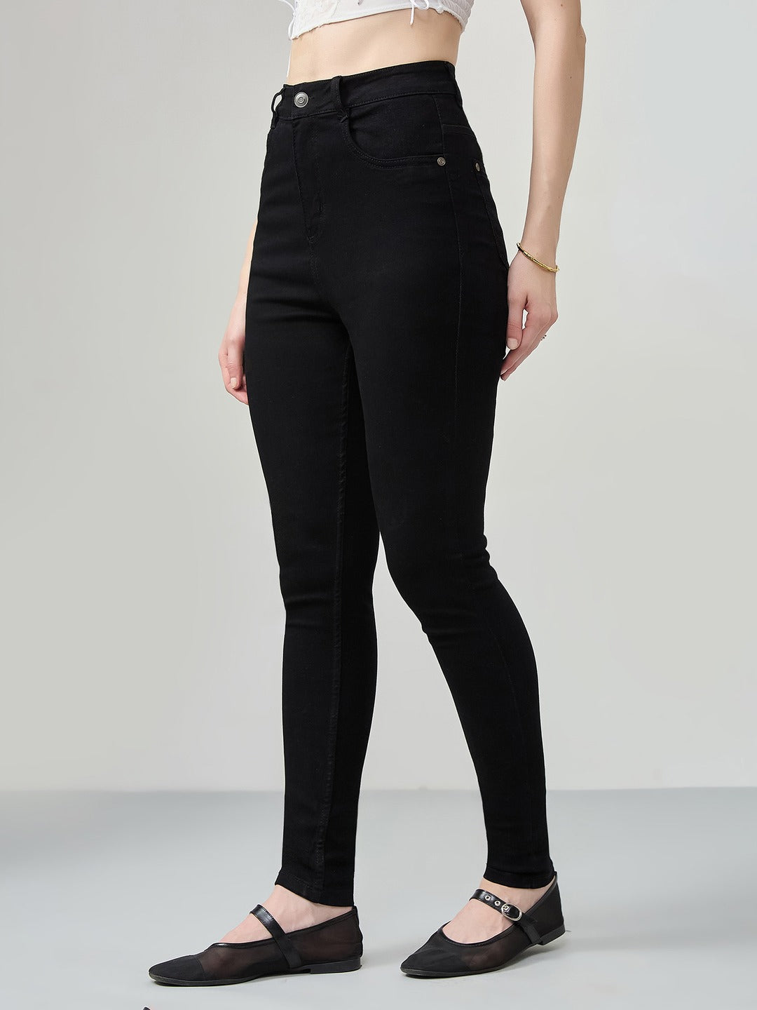 Black Skinny Fit high-rise Stretchable Denim Jeans for Women