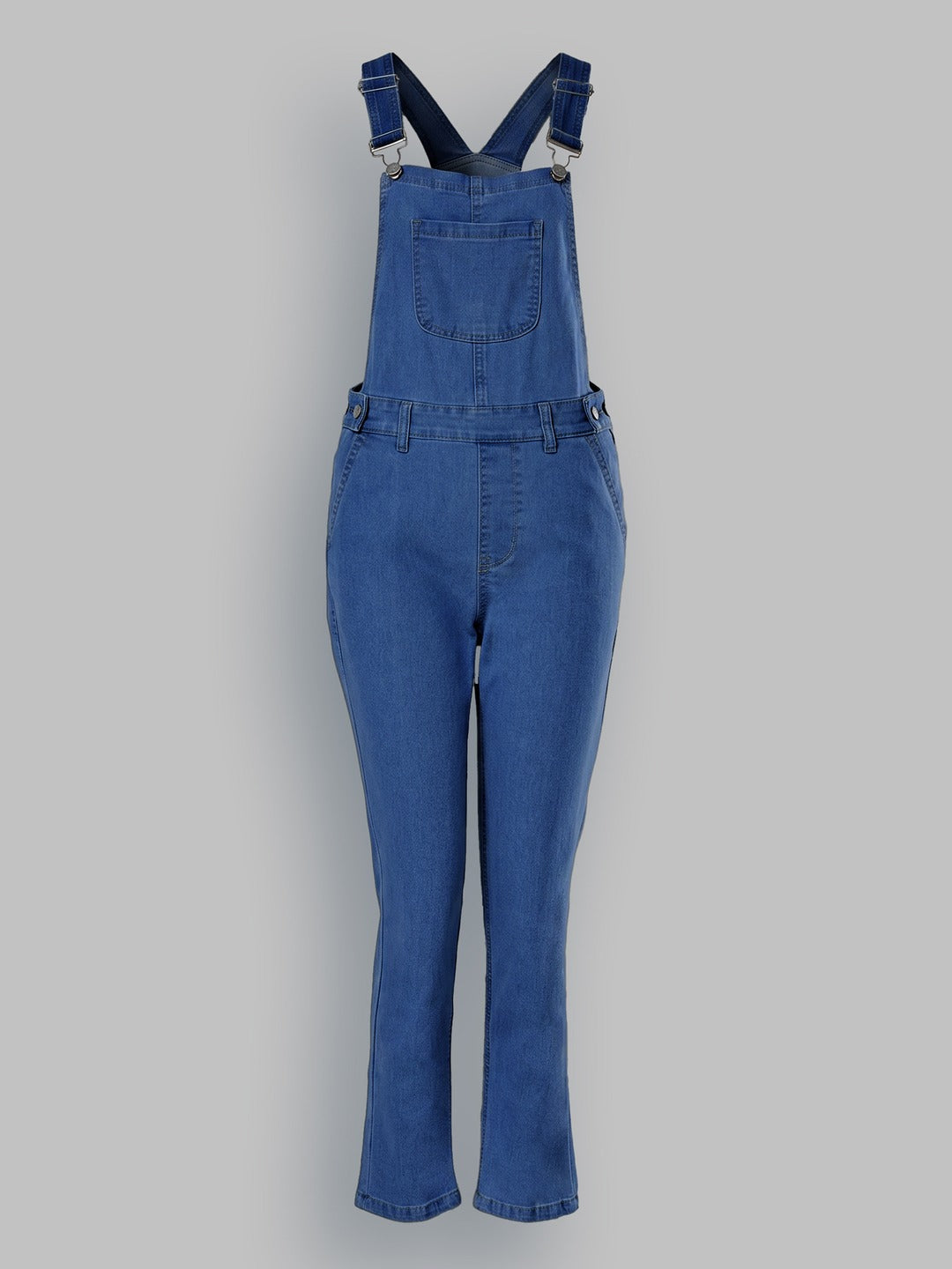 Blue Fit Mid Rise Denim Dungaree  for Women