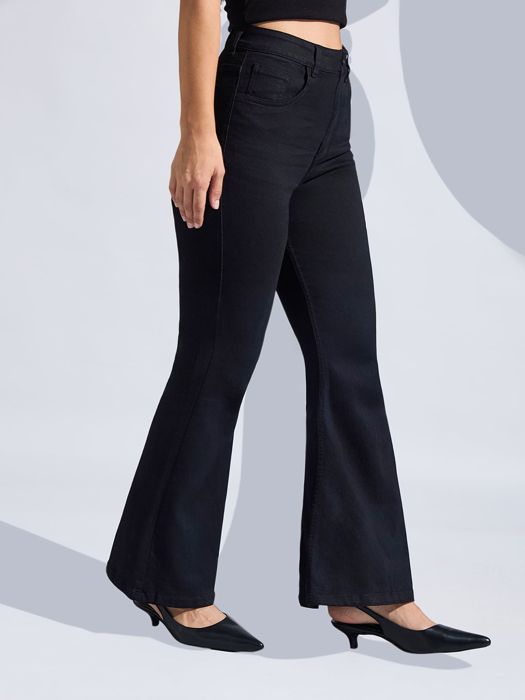 Women's Black Bootcut High-Rise Regular Stretchable Denim Jeans