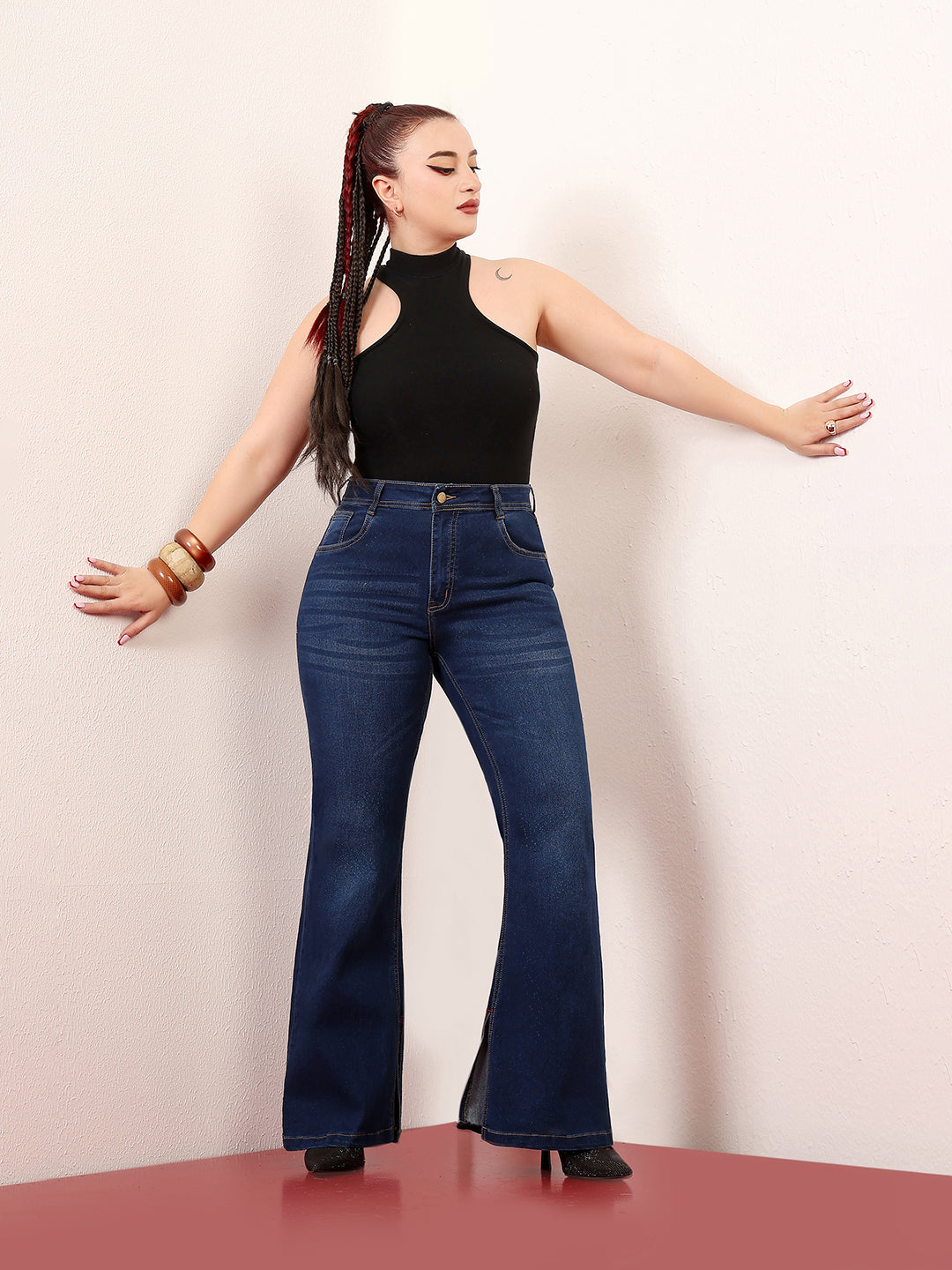 24/7 Comfort Women's Blue Bootcut Mid-Rise Length Denim Stretchable Jeans