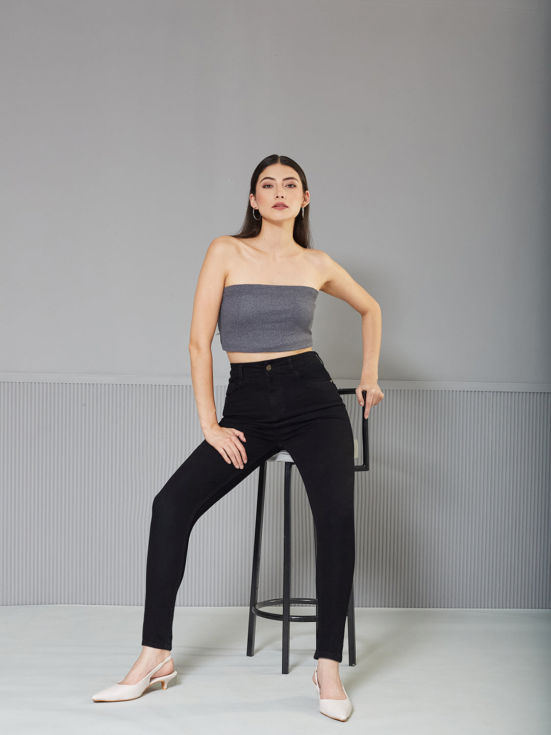 Women's Black Skinny Fit High-Rise    Stretchable Denim Jeans