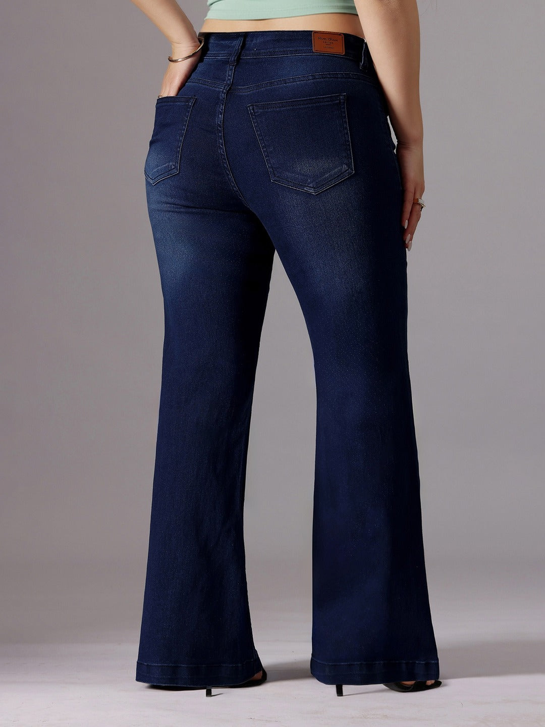 Navy Blue High-Rise Stretchable Bootcut Denim Jeans for Women