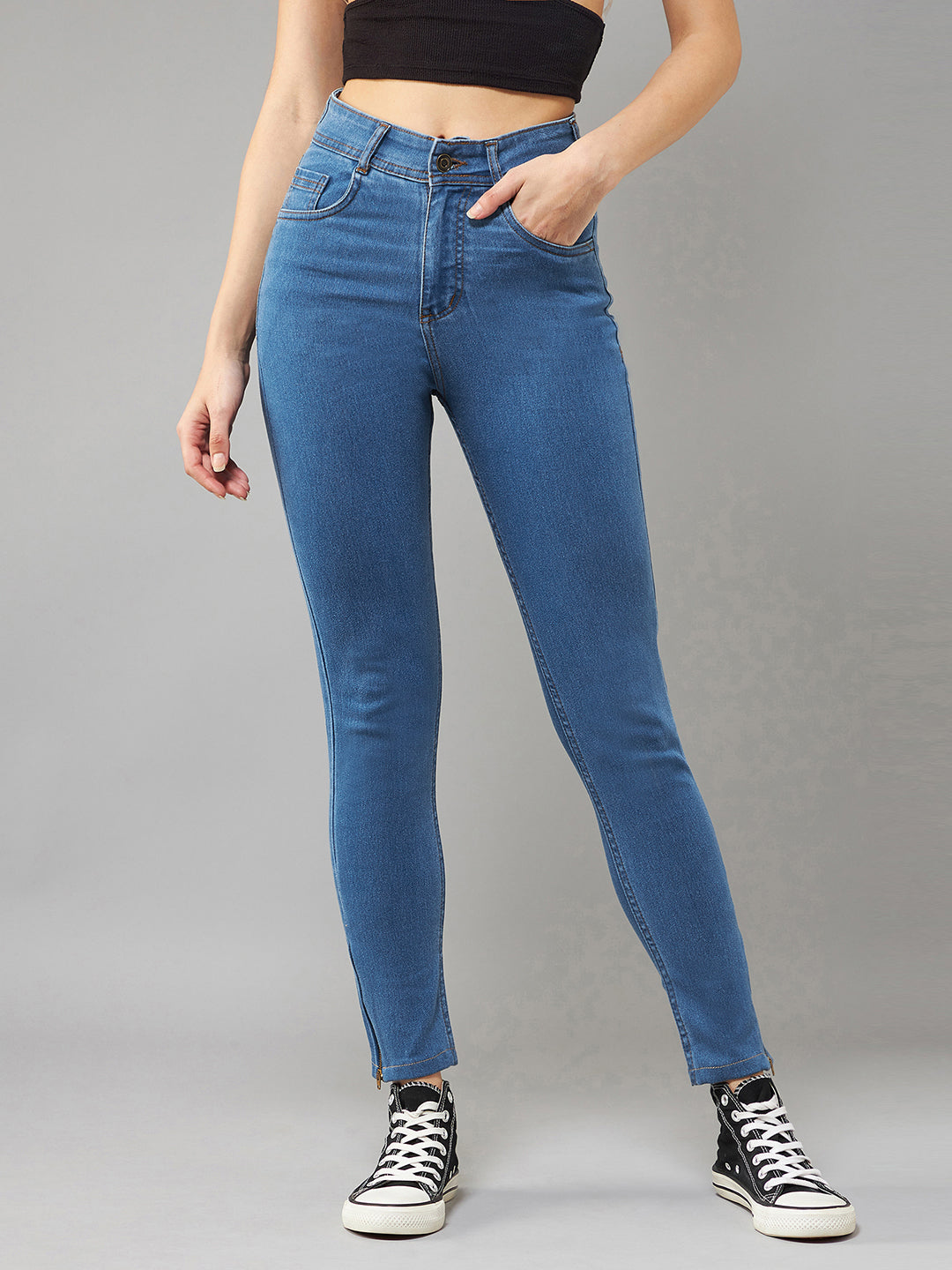 CHASEstretch™ Women's Blue Skinny Fit High Rise Cropped Denim Jeans