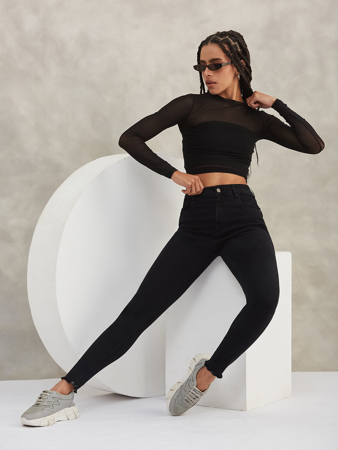 Women's Black Slim-Fit High-Rise Denim Jeans