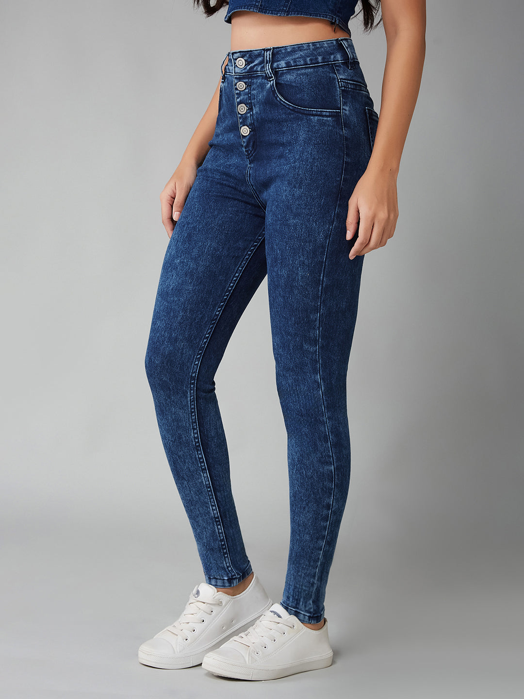 Women's Blue Skinny-Fit High-Rise Stretchable Denim Jeans