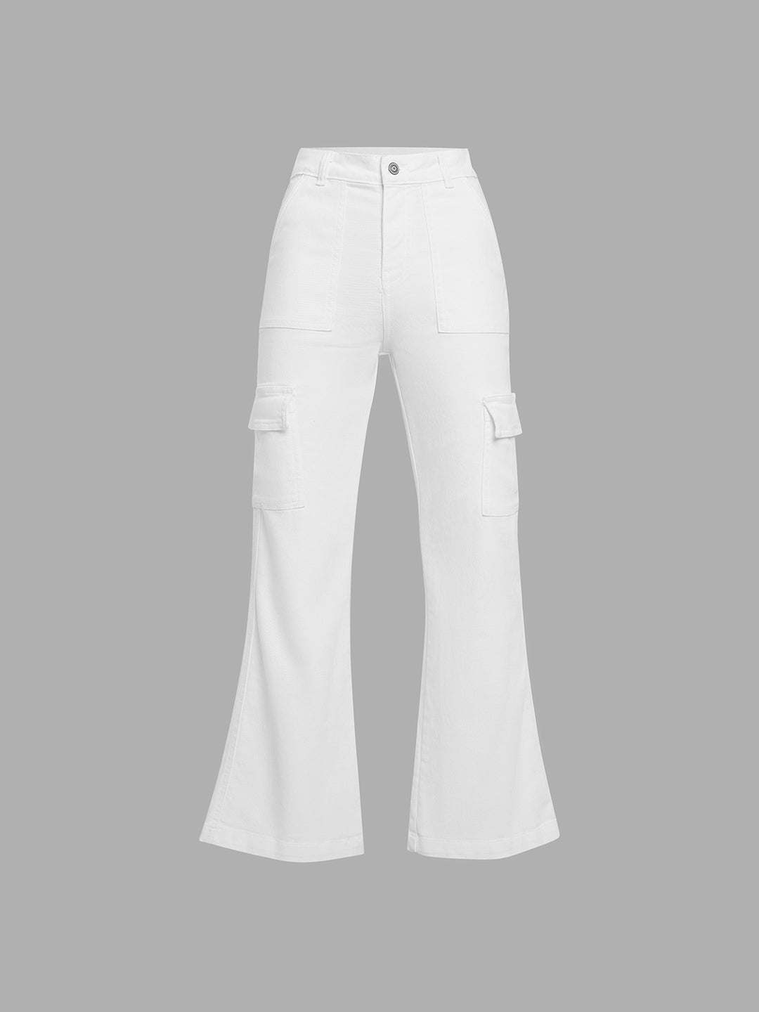 Women's White Wide-Leg High-Rise Clean-Look Regular-Length Stretchable Denim Jeans