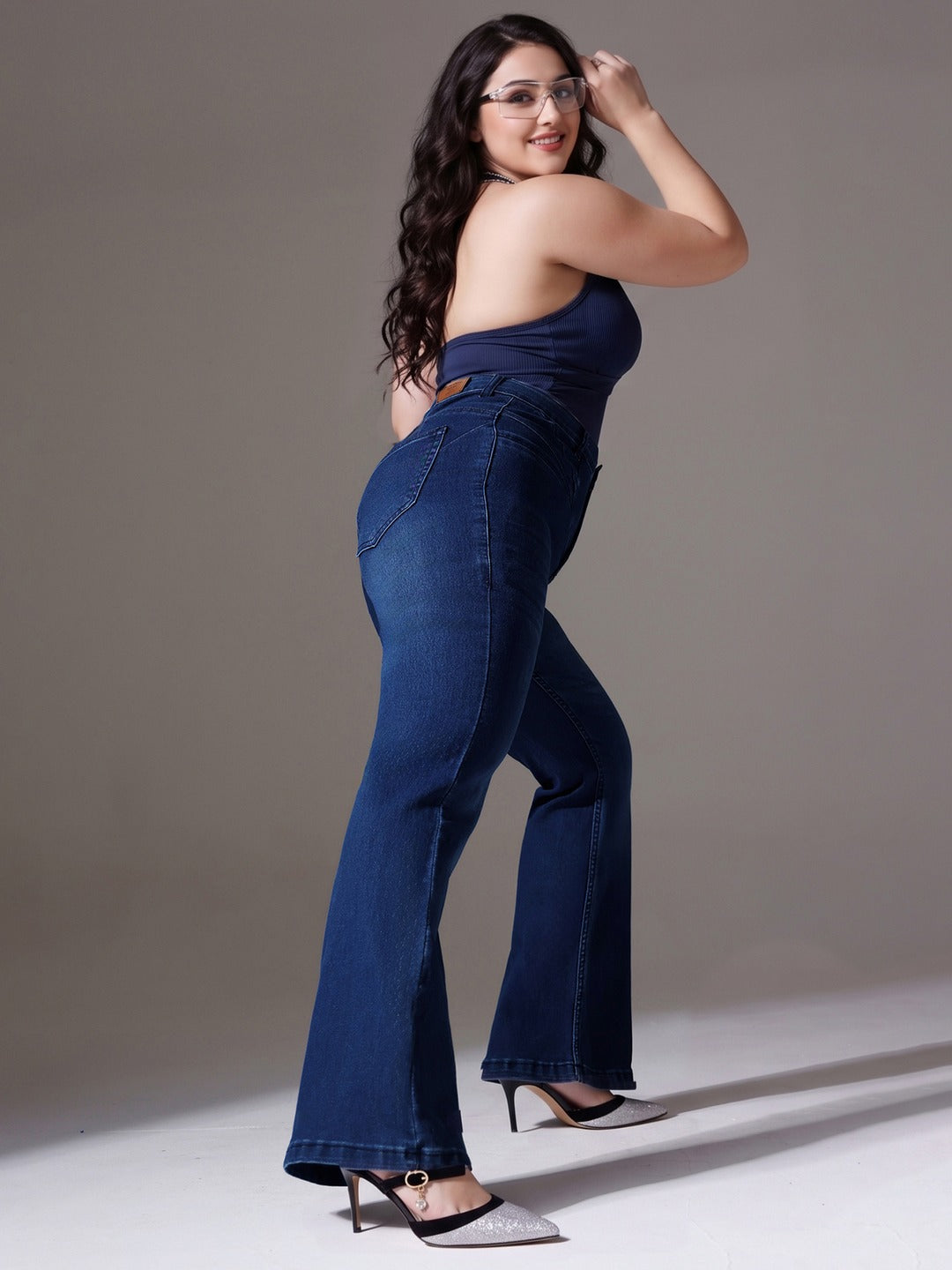 CHASEshape™ Navy Blue Bootcut High Rise Stretchable Denim Shaping Jeans for Women