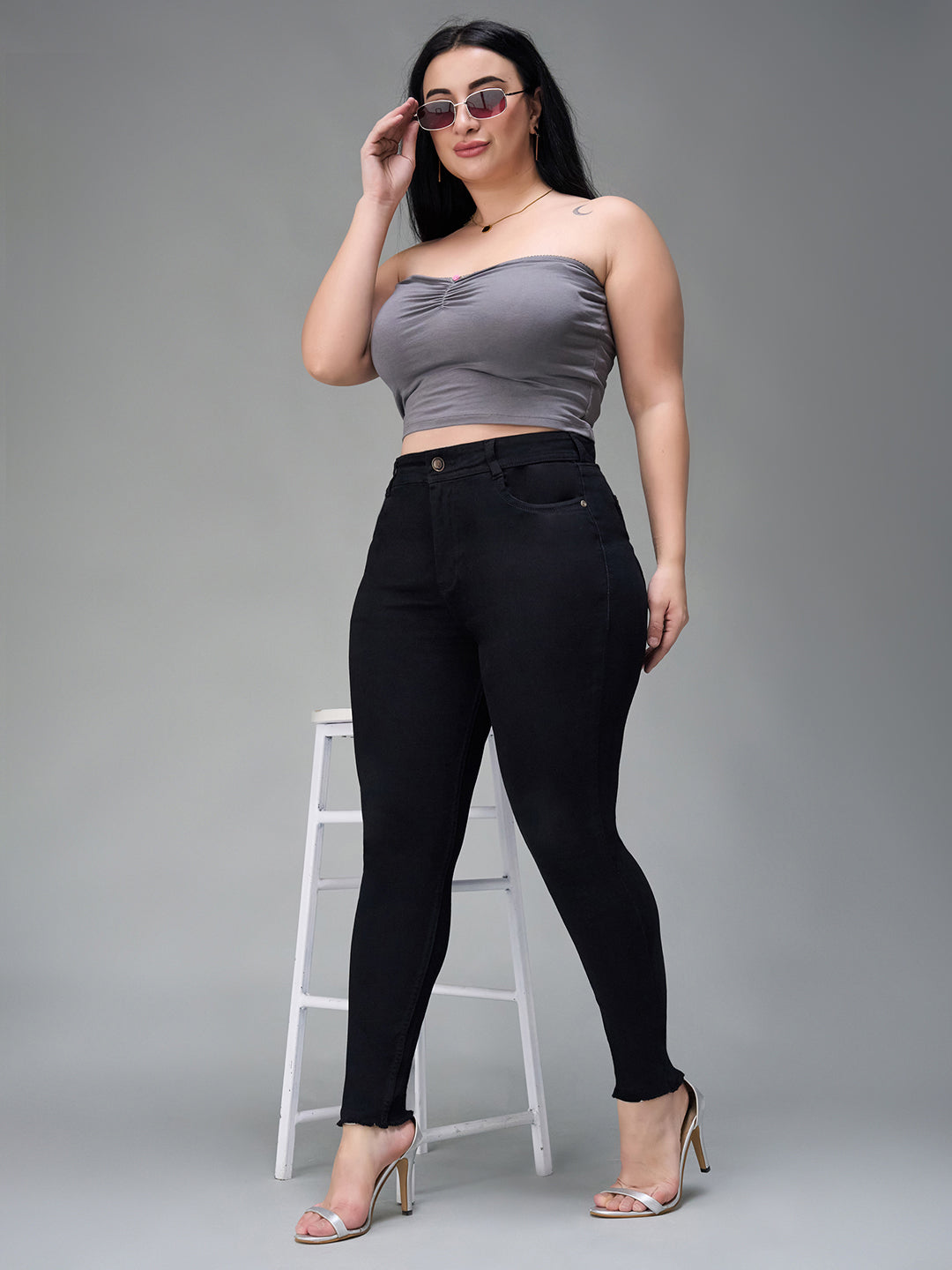 24/7 Comfort Black Slim-Fit High-Rise Denim Jeans for Women