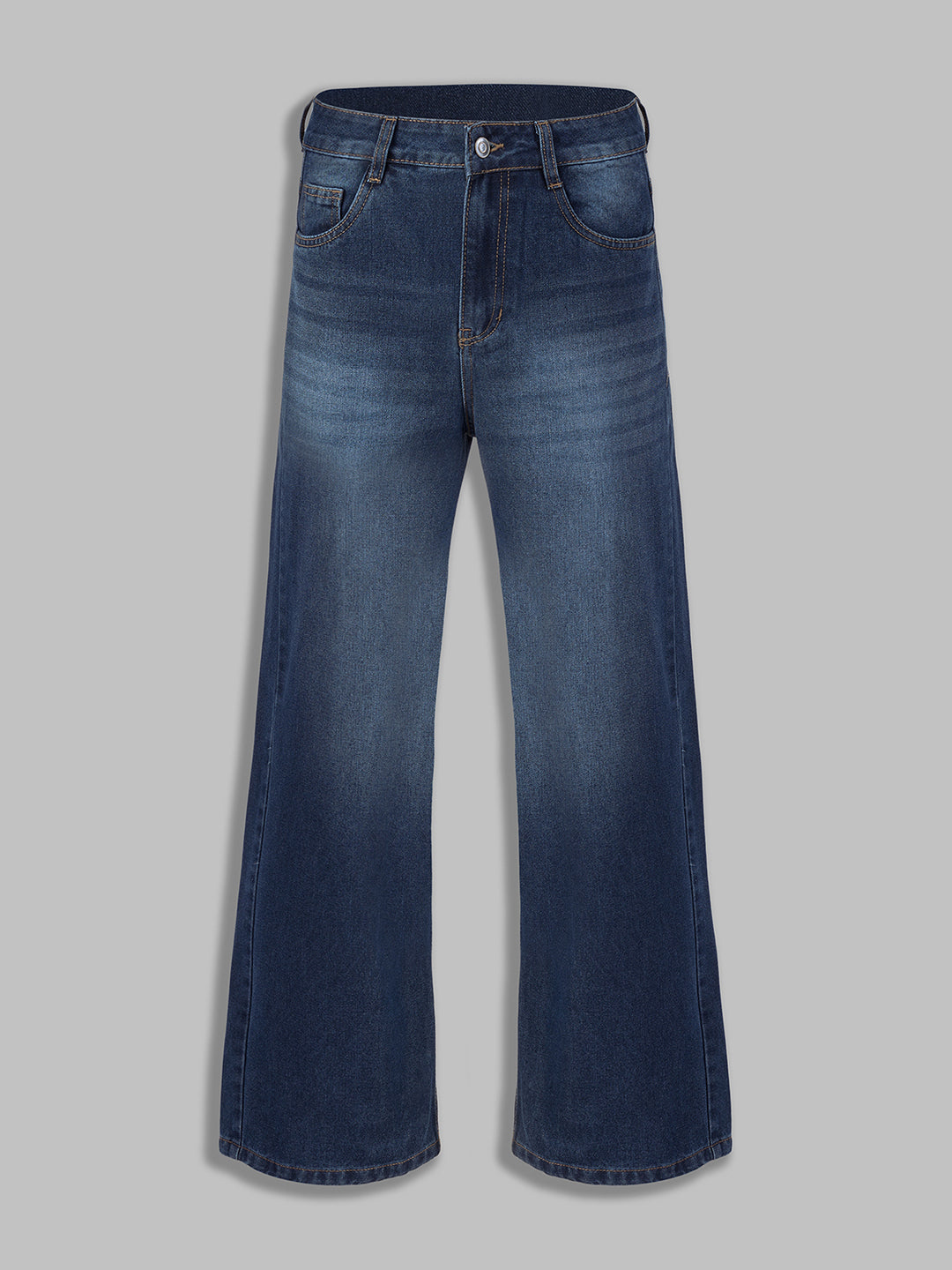 Women's Navy Blue Wide-Leg High-Rise Denim Jeans
