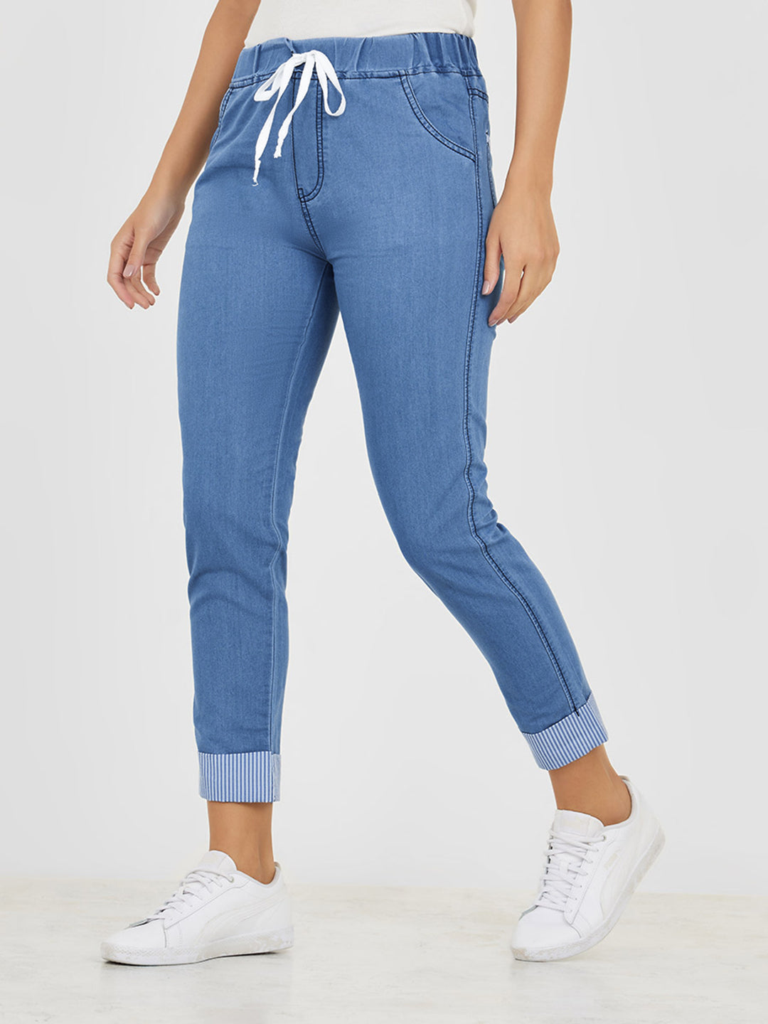 Women's Black Acid Wash High-Rise Wide-Leg Cargo Denim Jeans with Tagging & 6 Pockets
