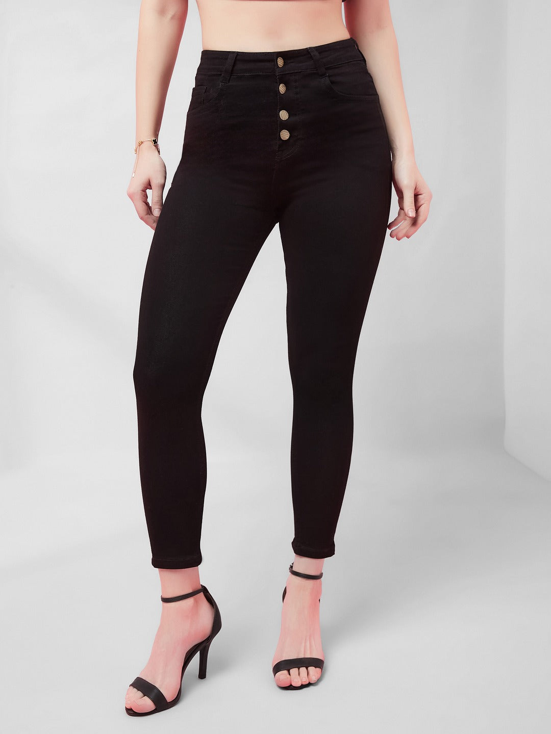 Black Skinny Fit high-rise Stretchable Denim Jeans for Women