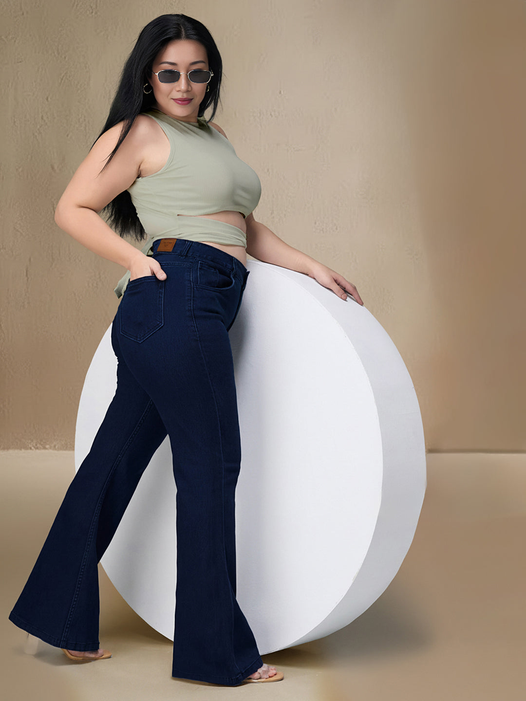 CHASEshape™ Navy Blue Bootcut High Rise Stretchable Denim Jeans for Women