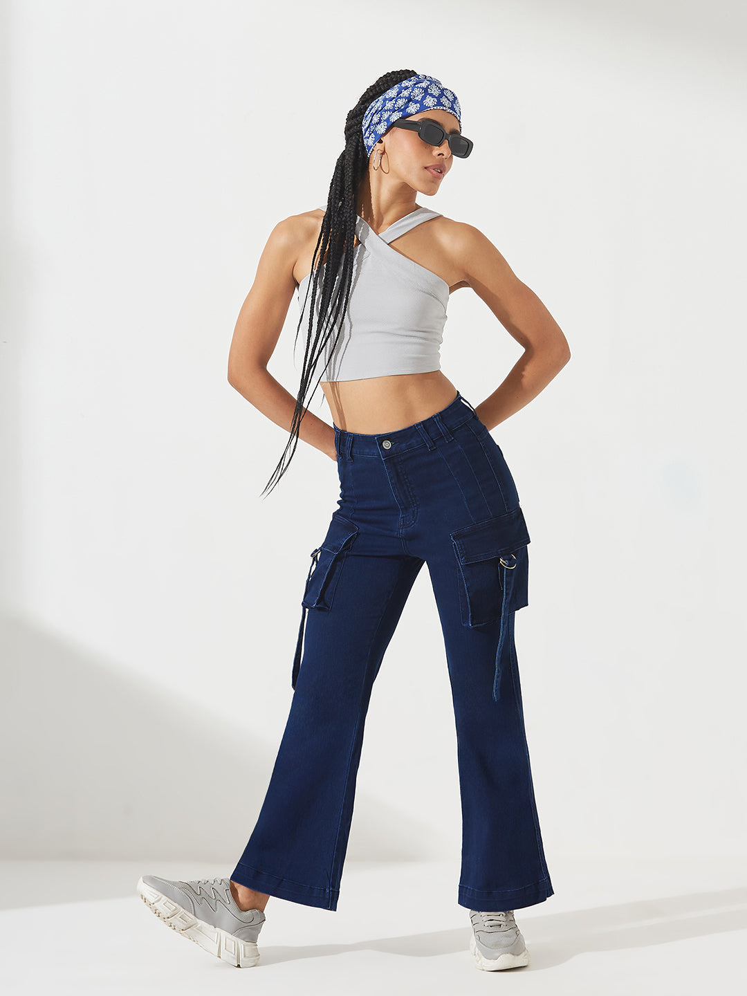 Navy Blue Bootcut High-Rise Regular Stretchable Denim Jeans For Women
