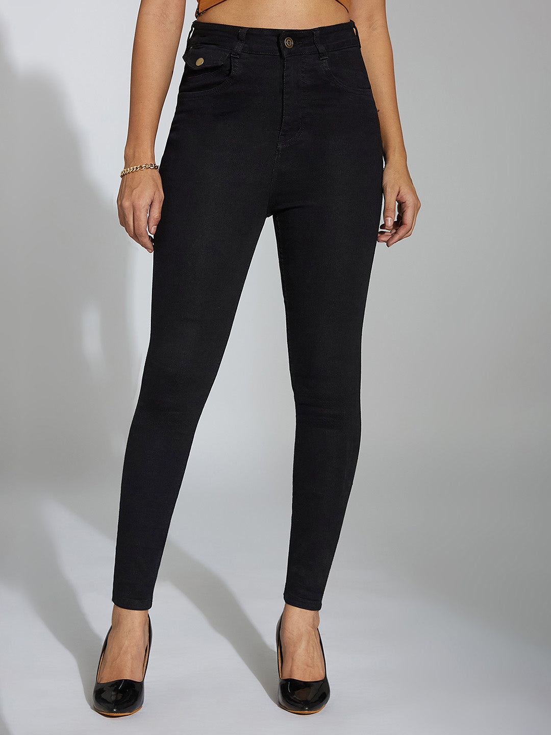 24/7 Comfort Black Skinny High Rise Stretchable Denim Jeans