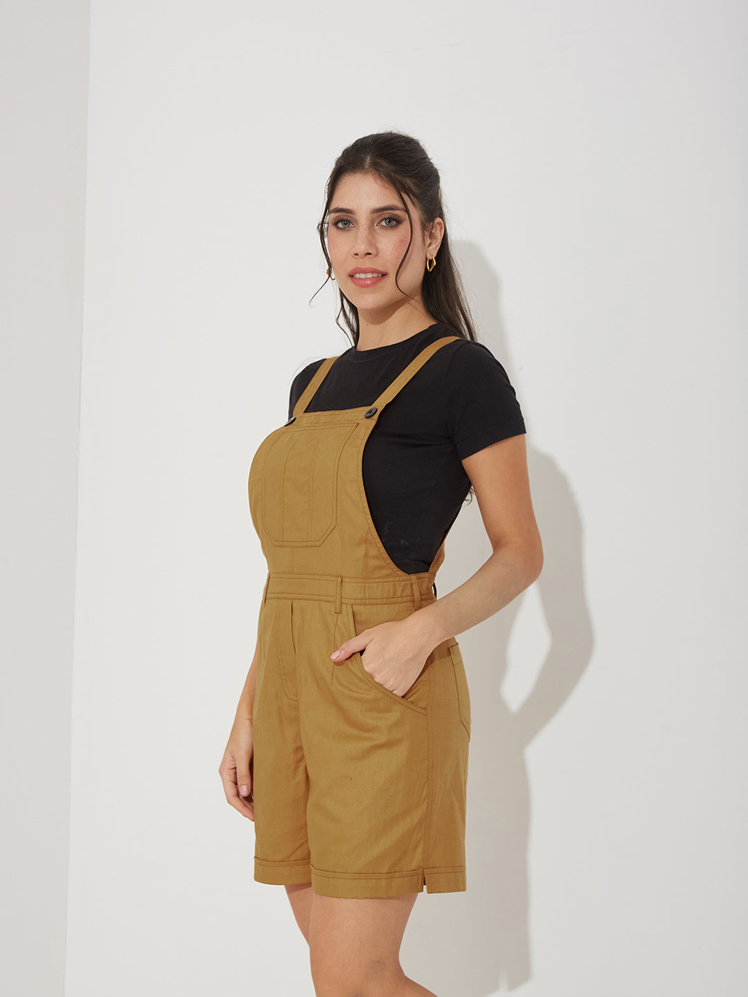 Miss Chase Beige Slim Fit dungarees for Women
