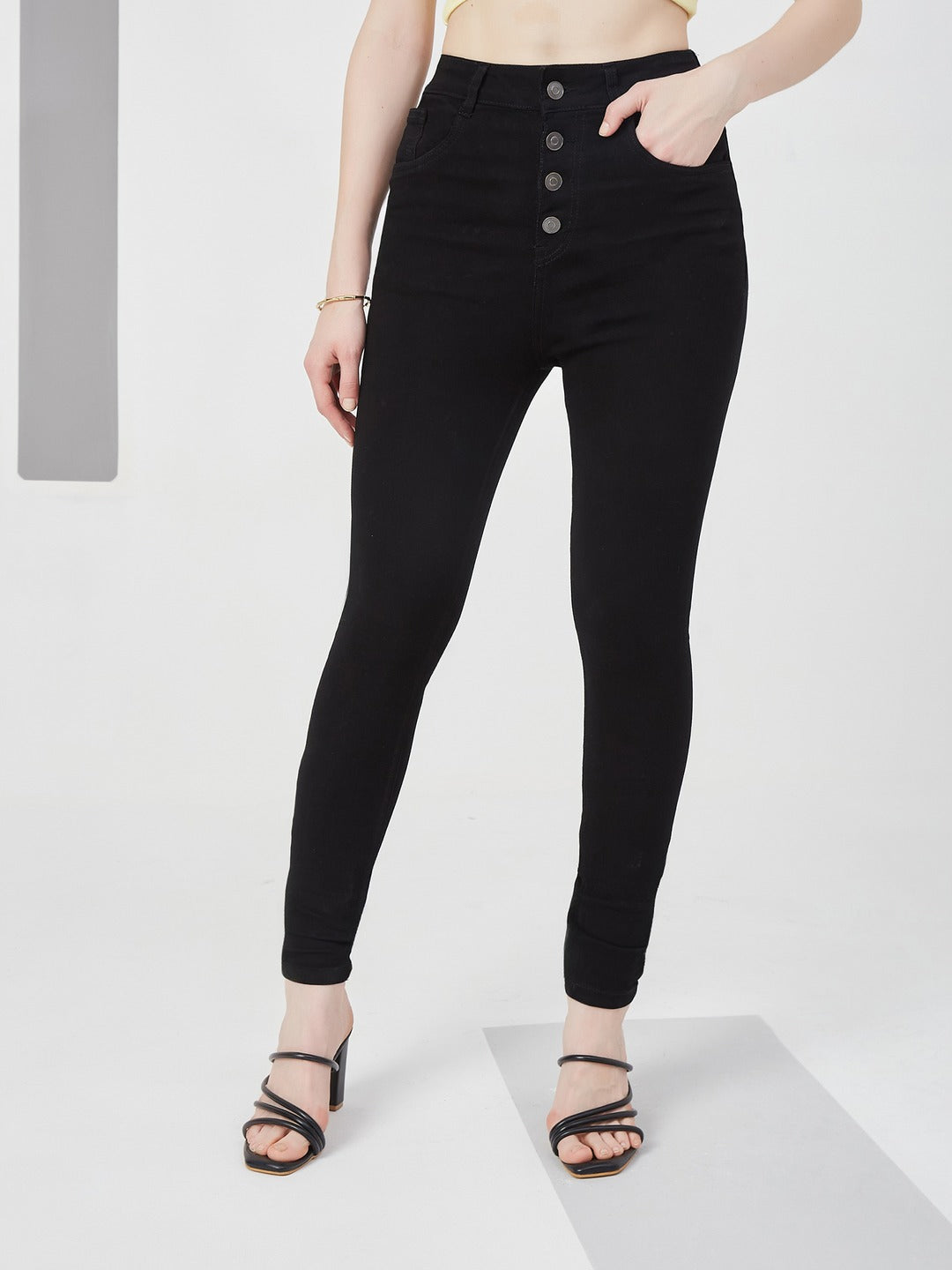 Black Skinny Fit high-rise Stretchable Denim Jeans for Women