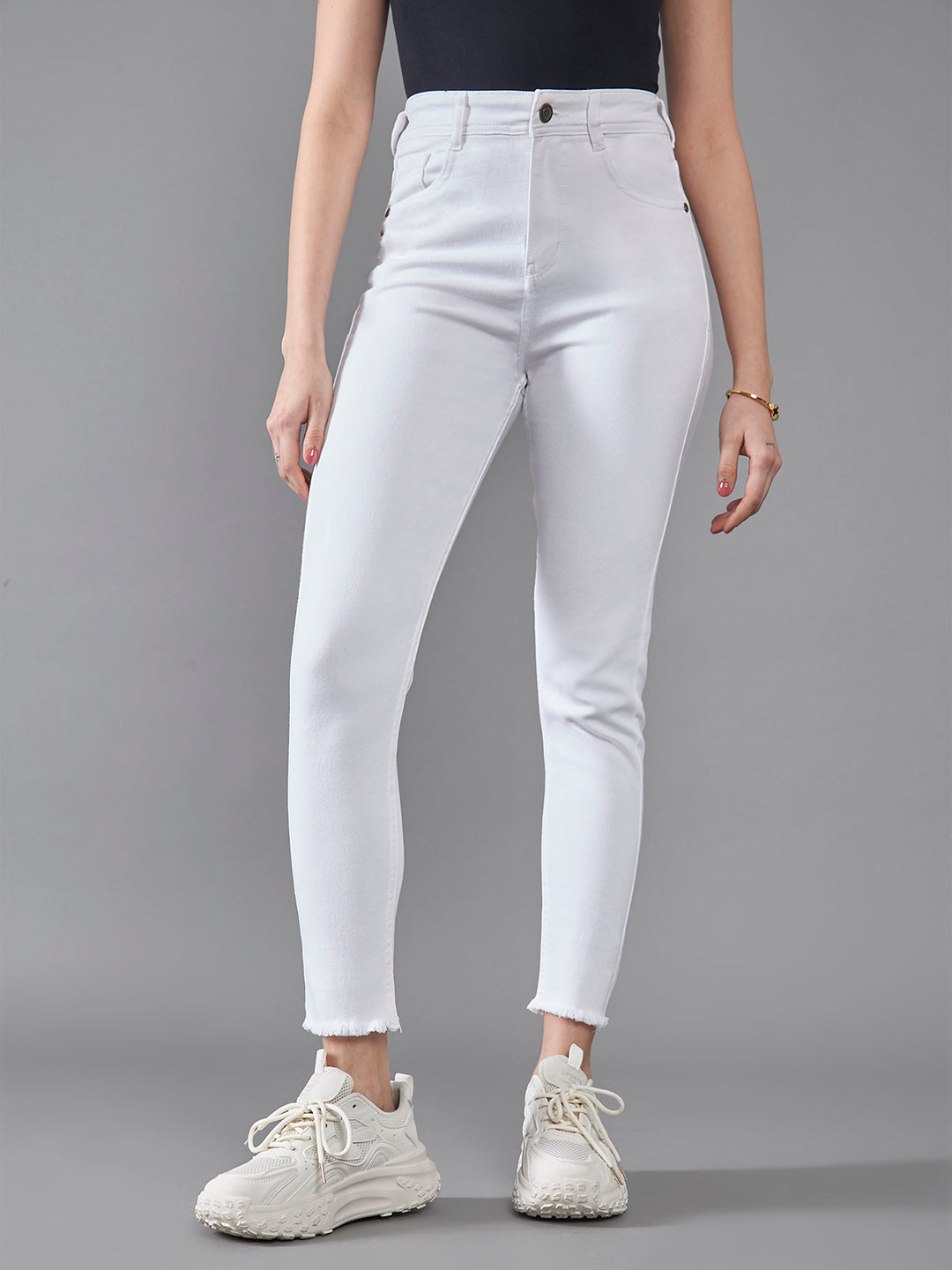 24/7 Comfort White Skinny-Fit High-Rise Cropped Denim Jeans for Women