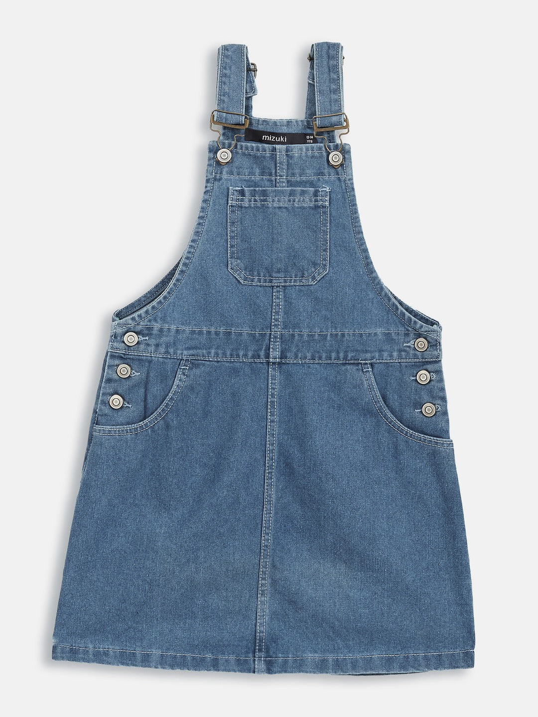Blue Straight Fit Clean Look Regular Denim Dungaree for Girls/Teenagers