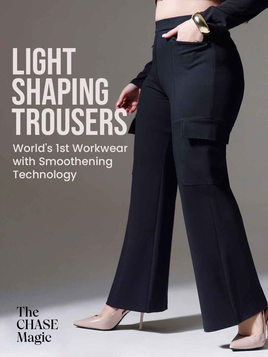 CHASEshape™ Black Workwear Cargo Trouser for Women