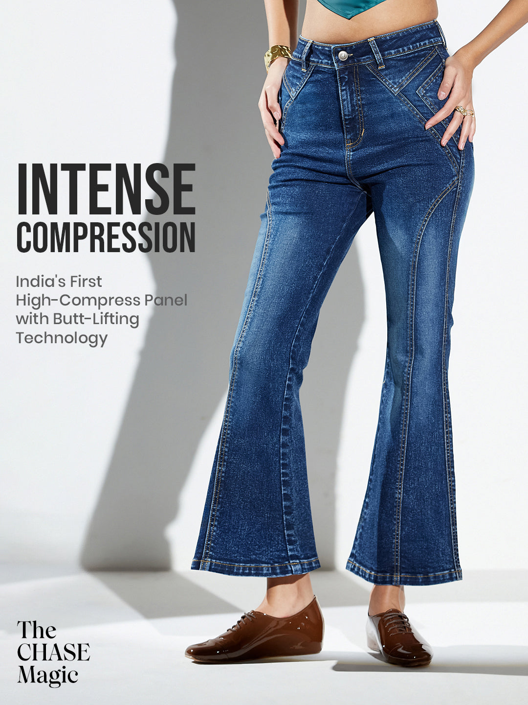 CHASEshape™ Butt-Lifting Bootcut High-Rise Navy Blue Denim Jeans