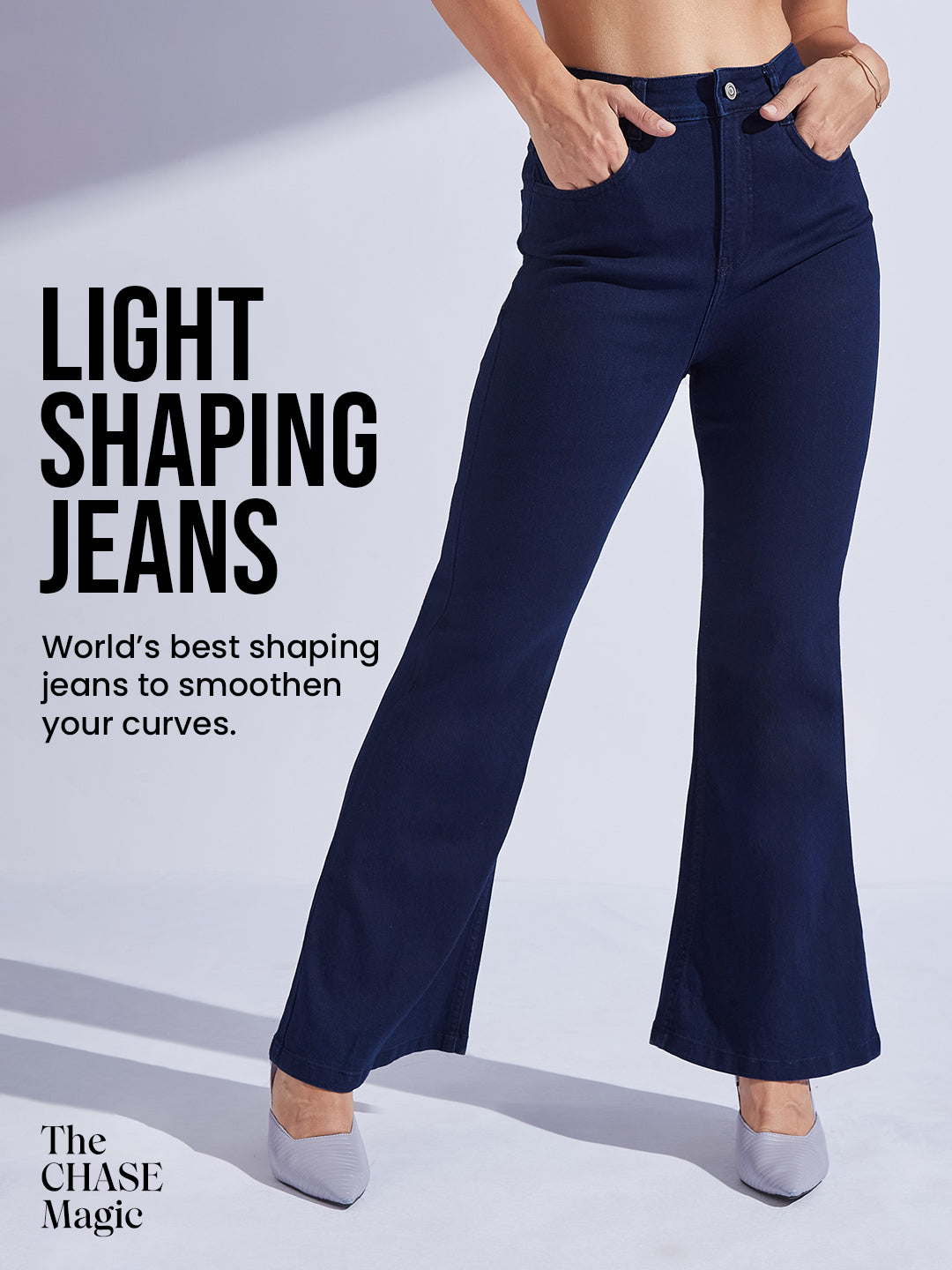 CHASEshape™ Light-Shaping Bootcut High-Rise Navy Blue Denim Jeans for Women — Miss Chase