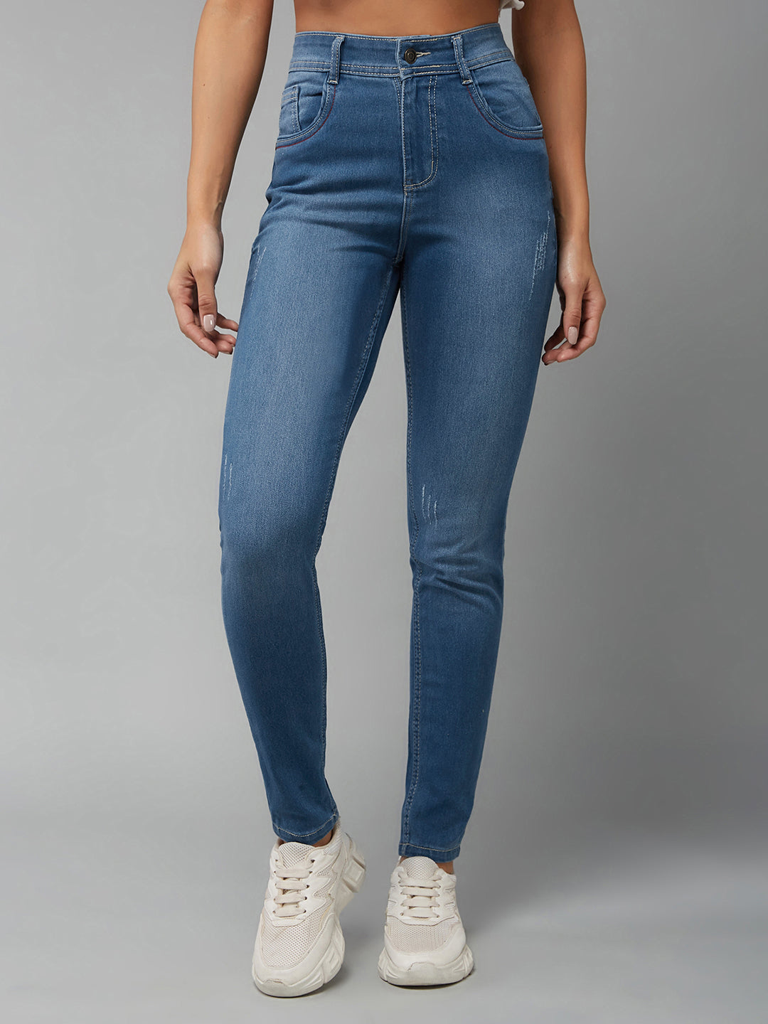 Women's Blue Skinny Fit High Rise Denim Stretchable Jeans