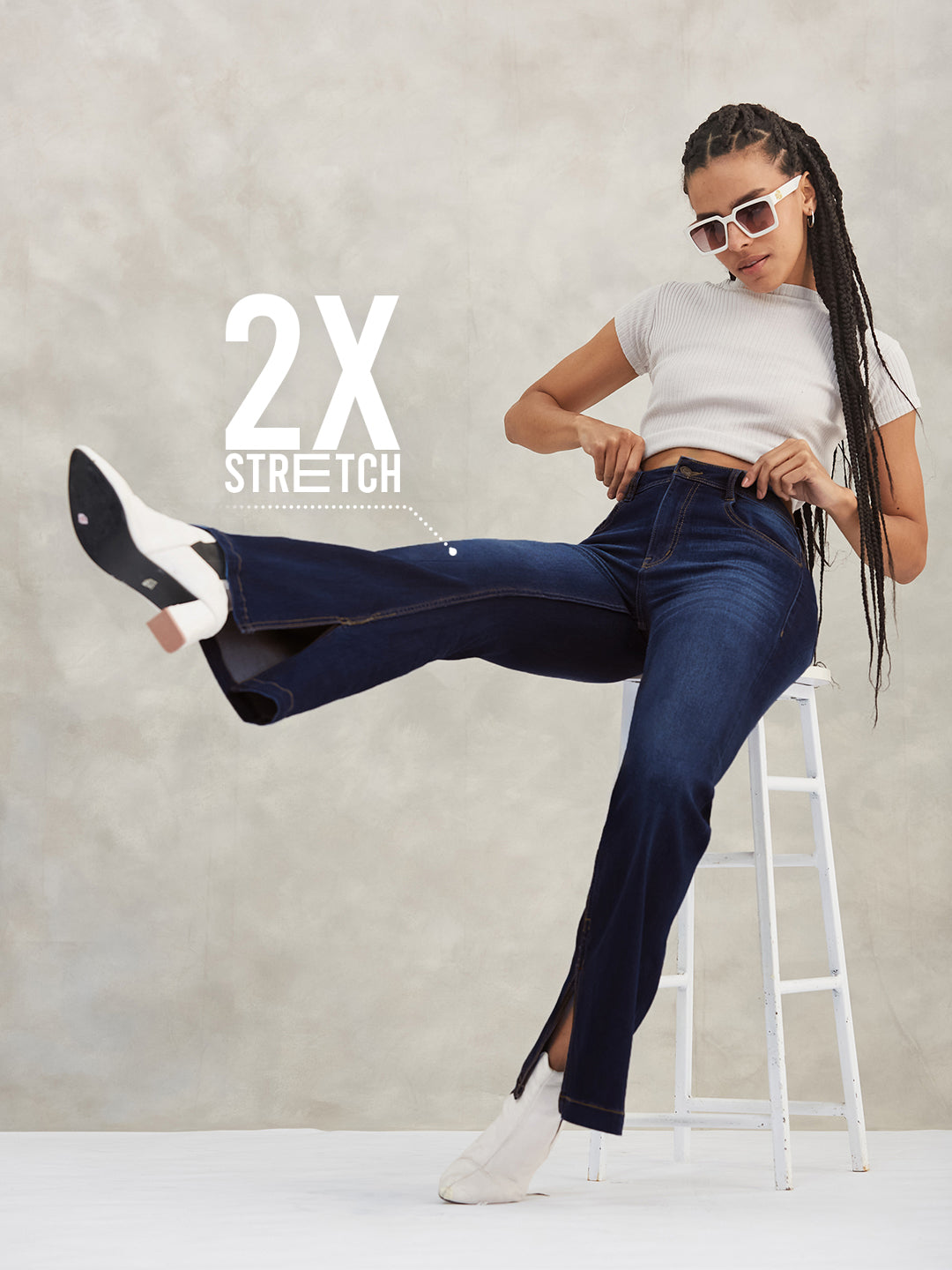 CHASEstretch™ Blue Bootcut Mid-Rise Denim Jeans for Women