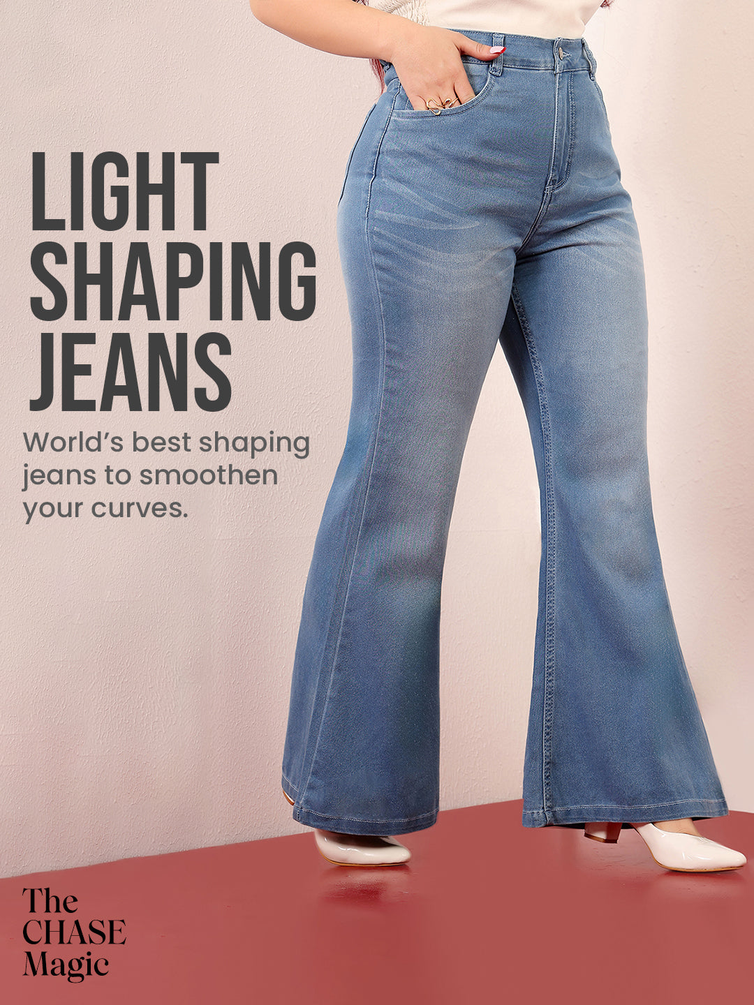 CHASEshape™ Light-Shaping Bootcut High-Rise Mid-Blue Denim Jeans