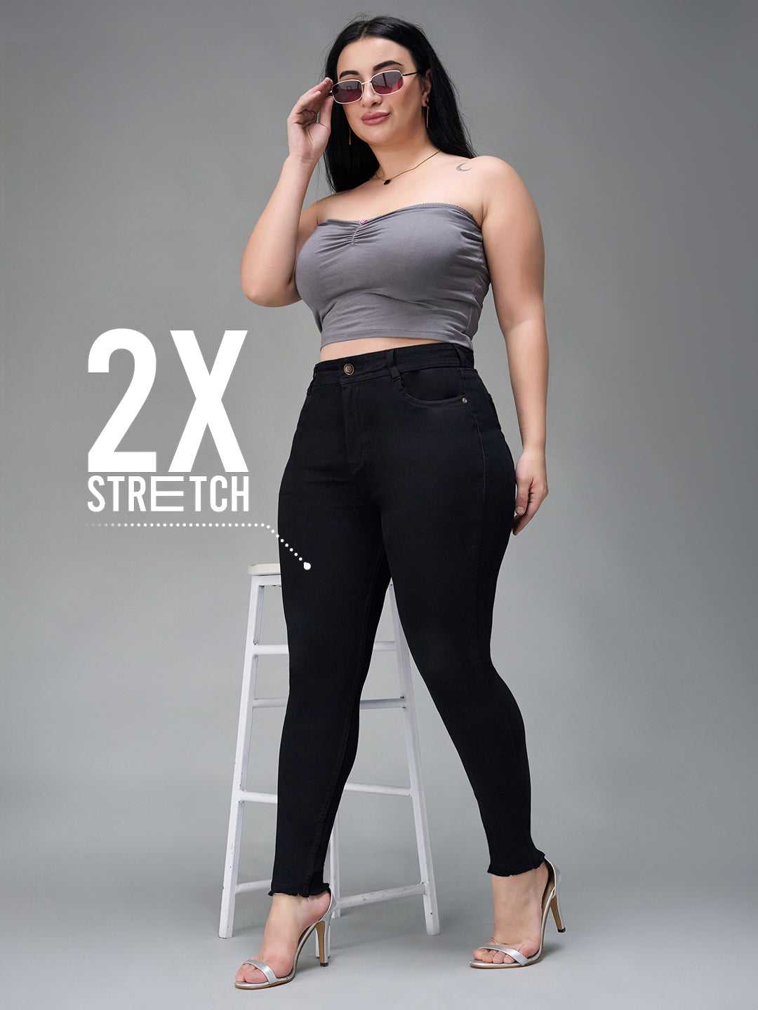 24/7 Comfort Black Slim-Fit High-Rise Denim Jeans for Women