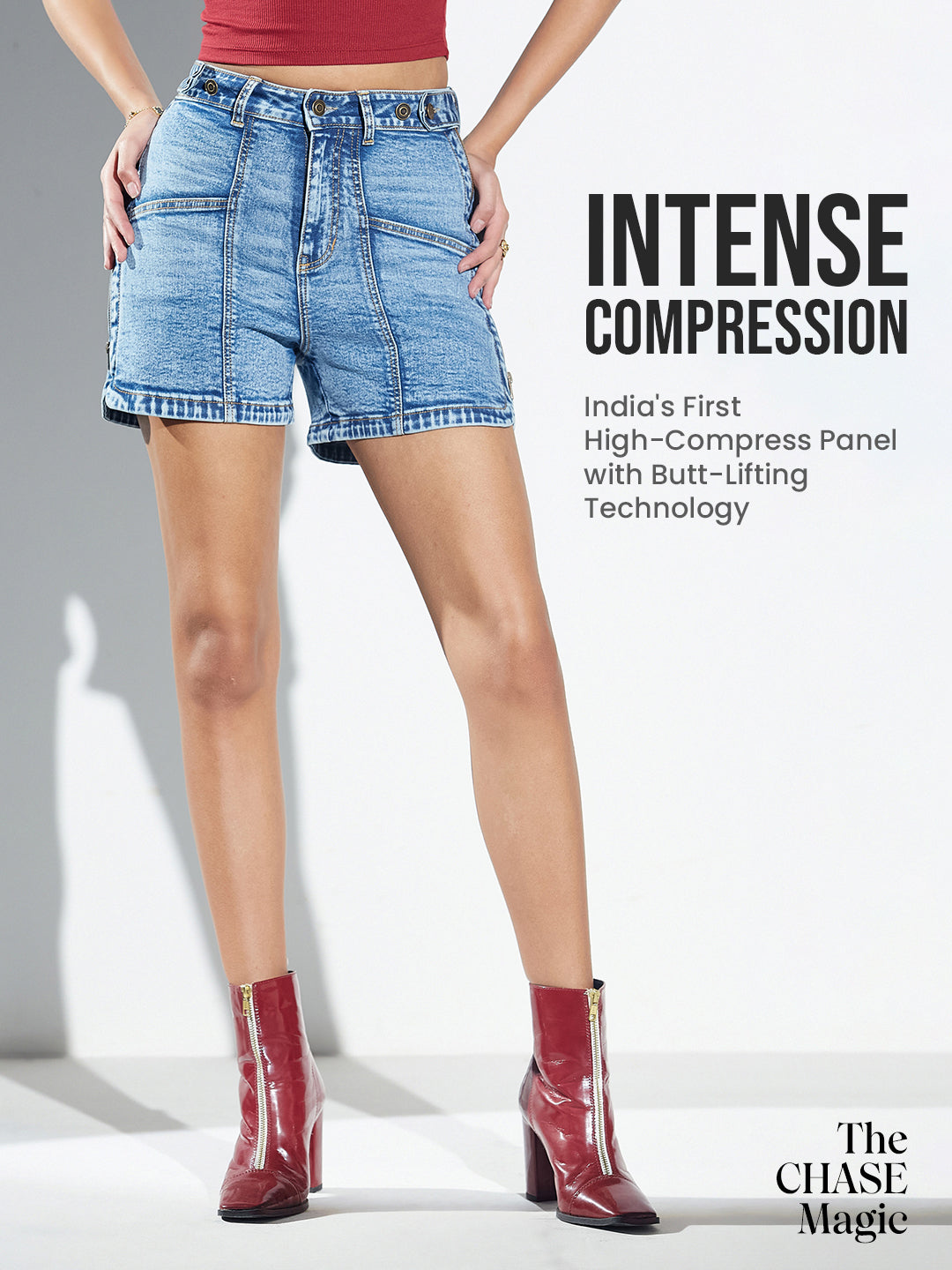 CHASEshape™ Butt-Lifting Flared High-Rise Mid-Blue Denim Jeans