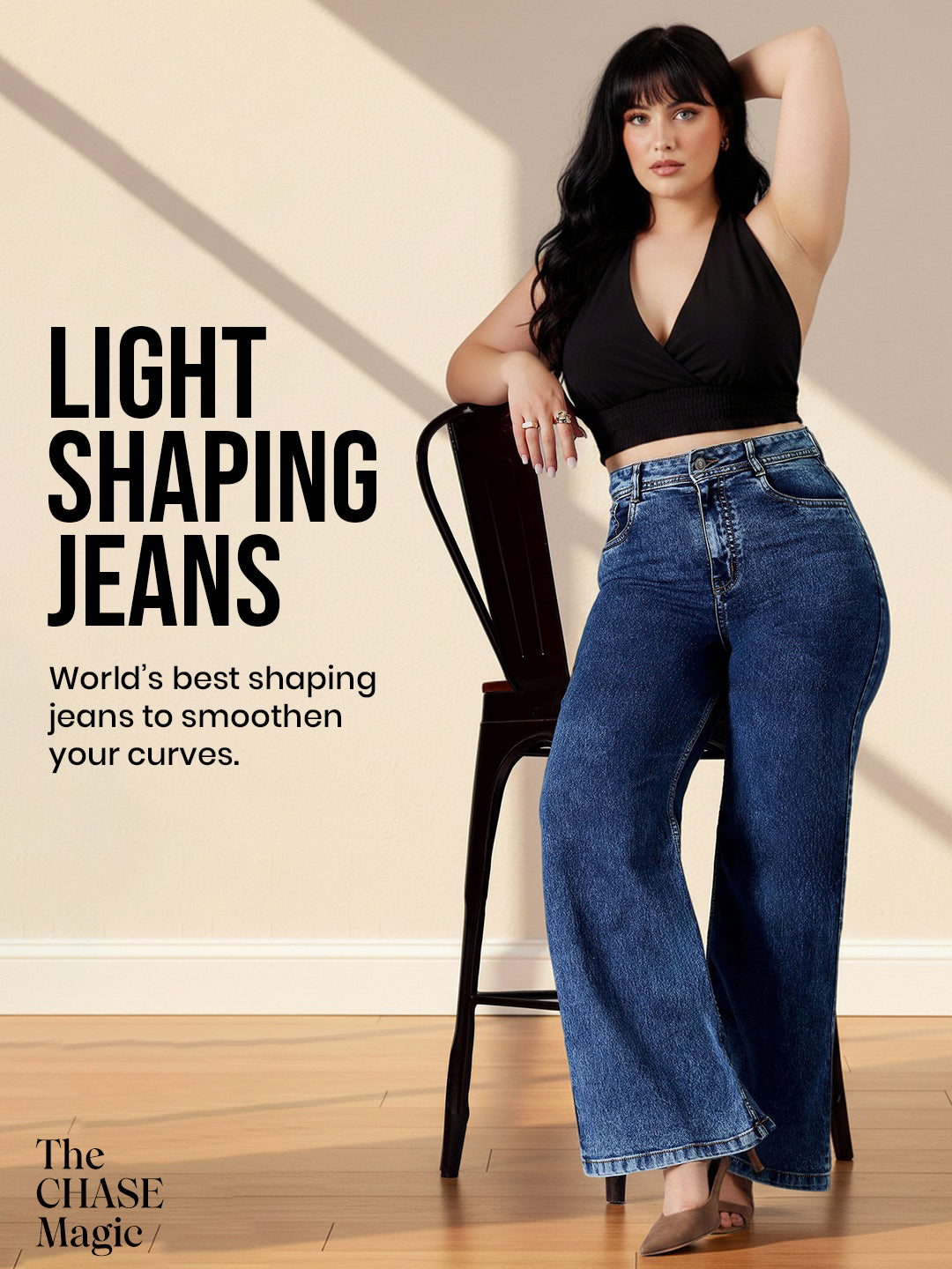 CHASEshape™ Navy Blue Bootcut High Rise Stretchable Denim Shaping Jeans for Women