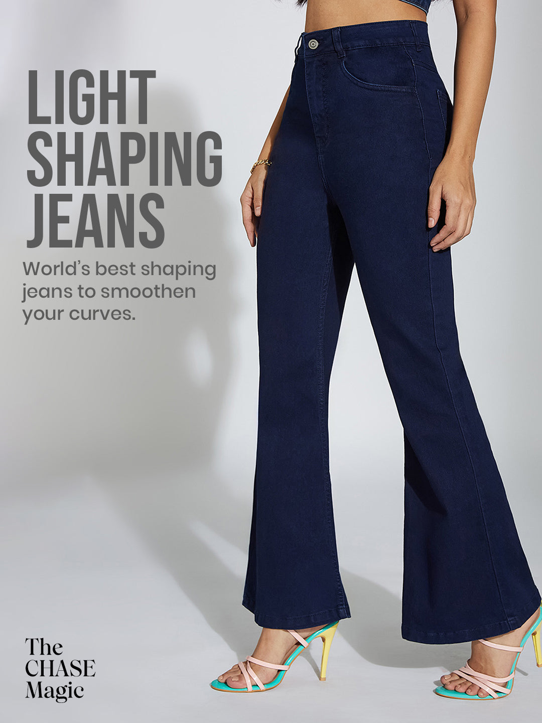 CHASEshape™ Light-Shaping Bootcut High-Rise Navy Blue Denim Jeans