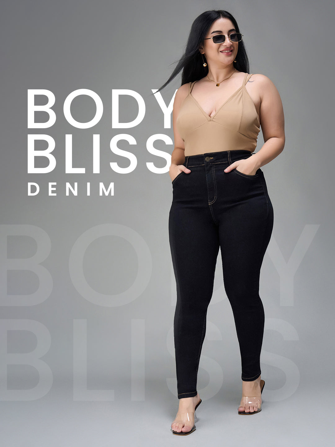 24/7 Comfort Black Skinny-Fit High-Rise Stretchable Denim Jeans for Women