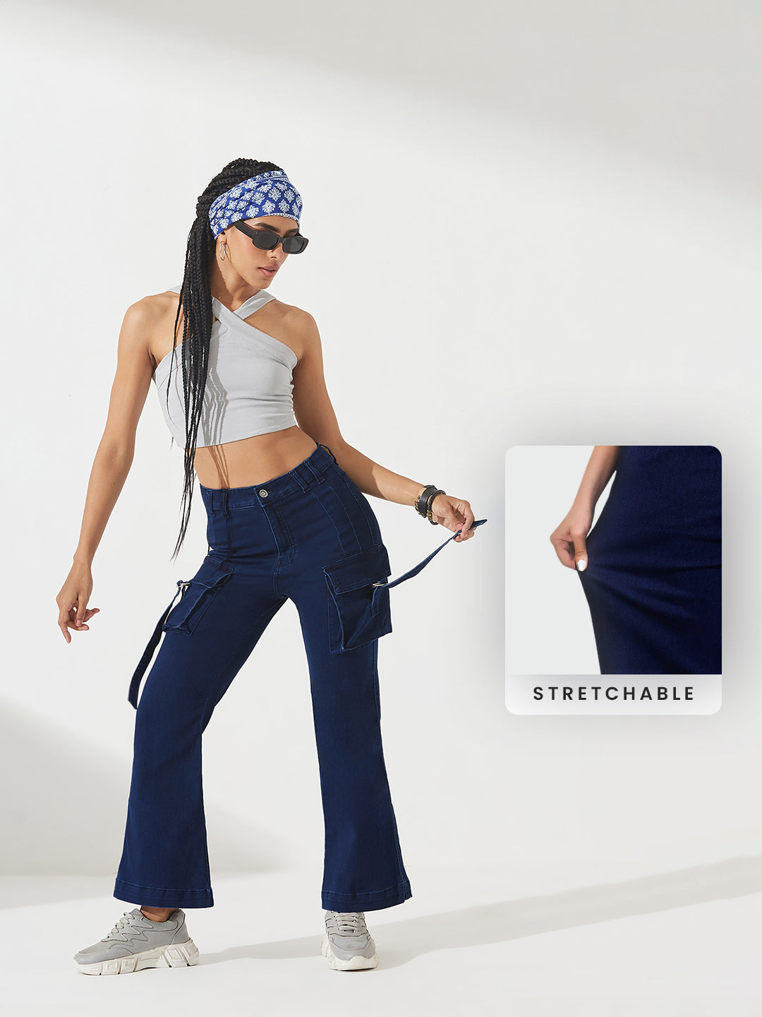 CHASEstretch™ Navy-Blue Bootcut High-Rise Regular Denim Jeans for Women