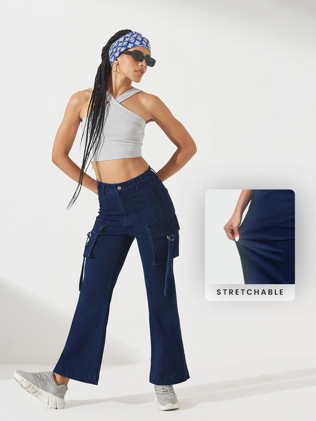 CHASEstretch™ Navy Blue Bootcut High-Rise Regular Denim Jeans For Women