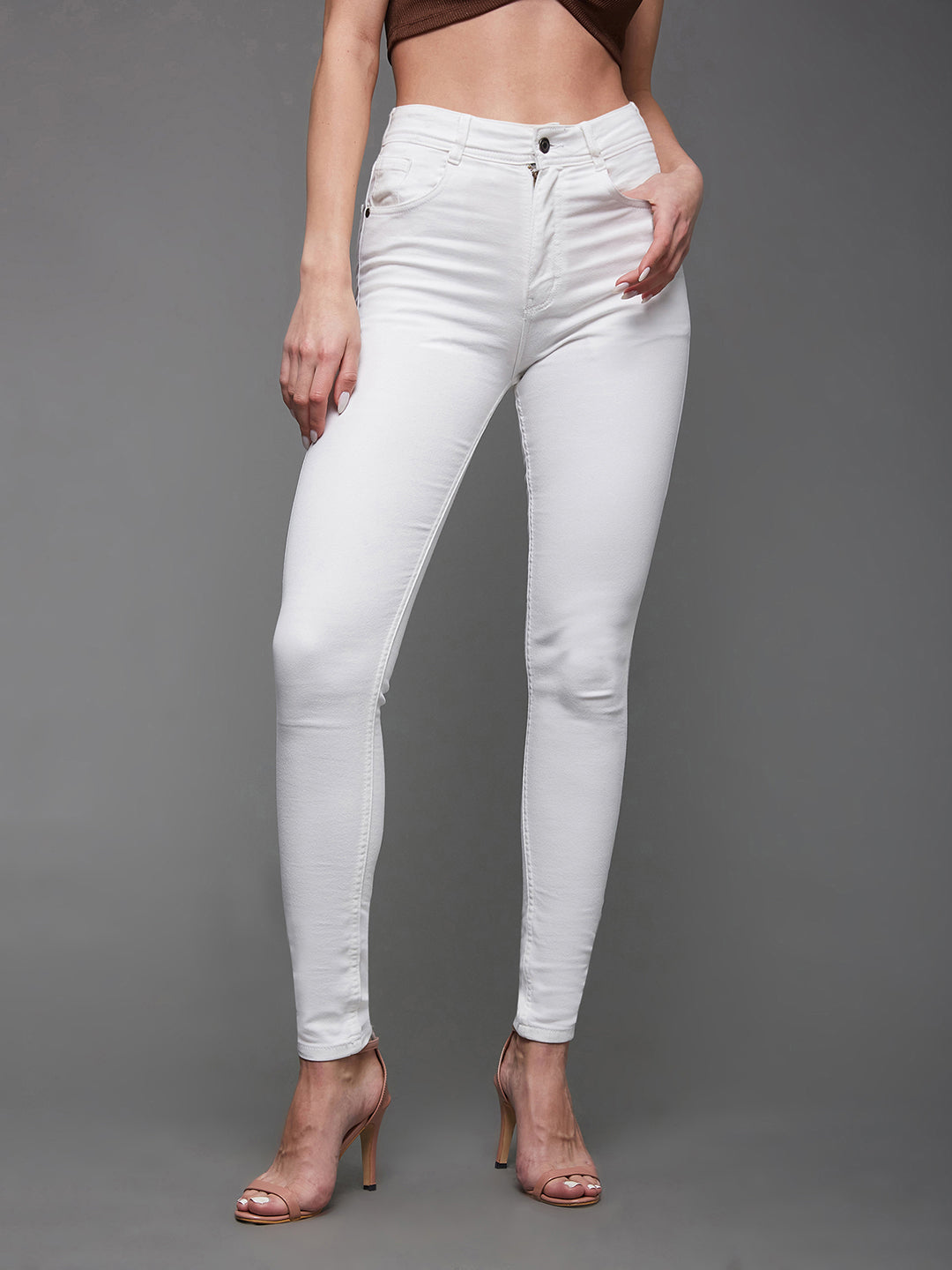 Women's White Skinny High Rise Stretchable Denim Jeans