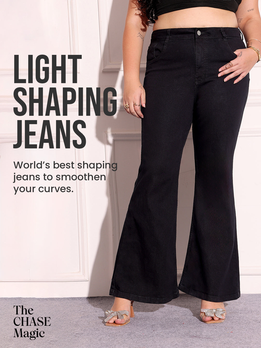 CHASEshape™ Light-Shaping Bootcut High-Rise Black Denim Jeans