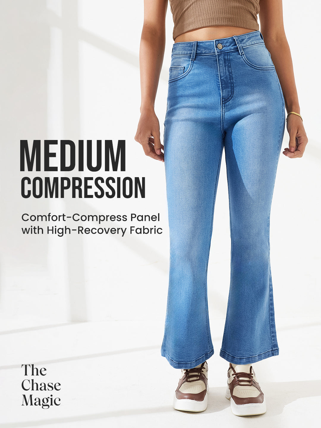 CHASEshape™ Mild Compression Bootcut High-Rise Mid-Blue Denim Jeans