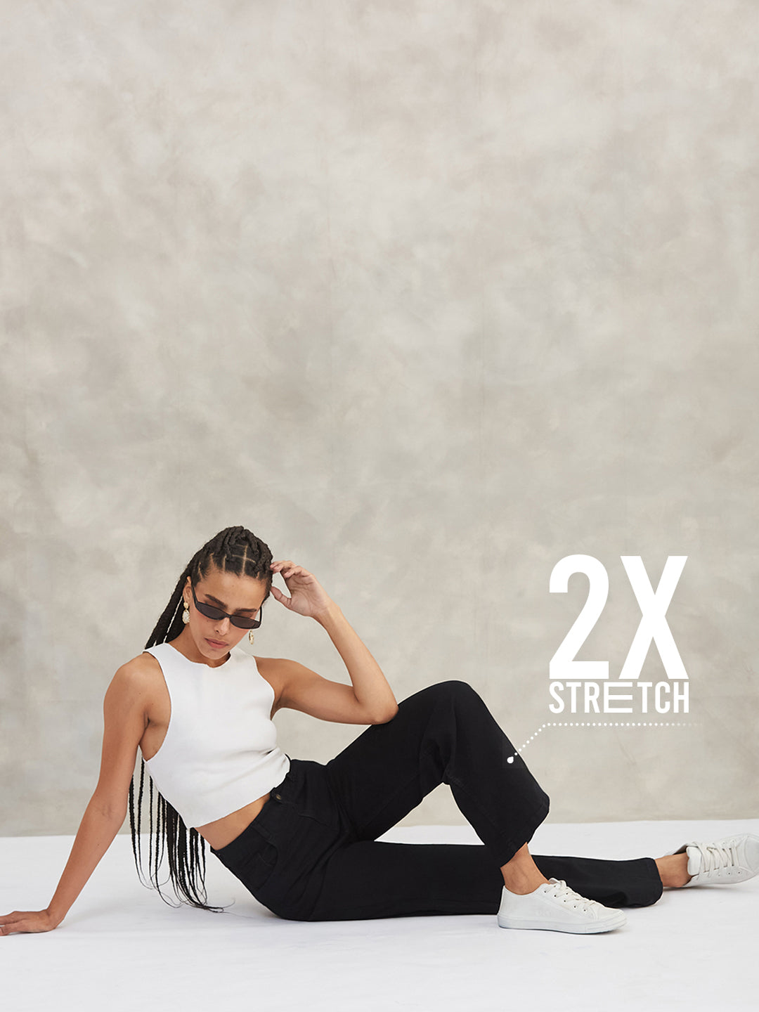 CHASEstretch™ Black Wide-Leg High-Rise Denim Jeans for Women
