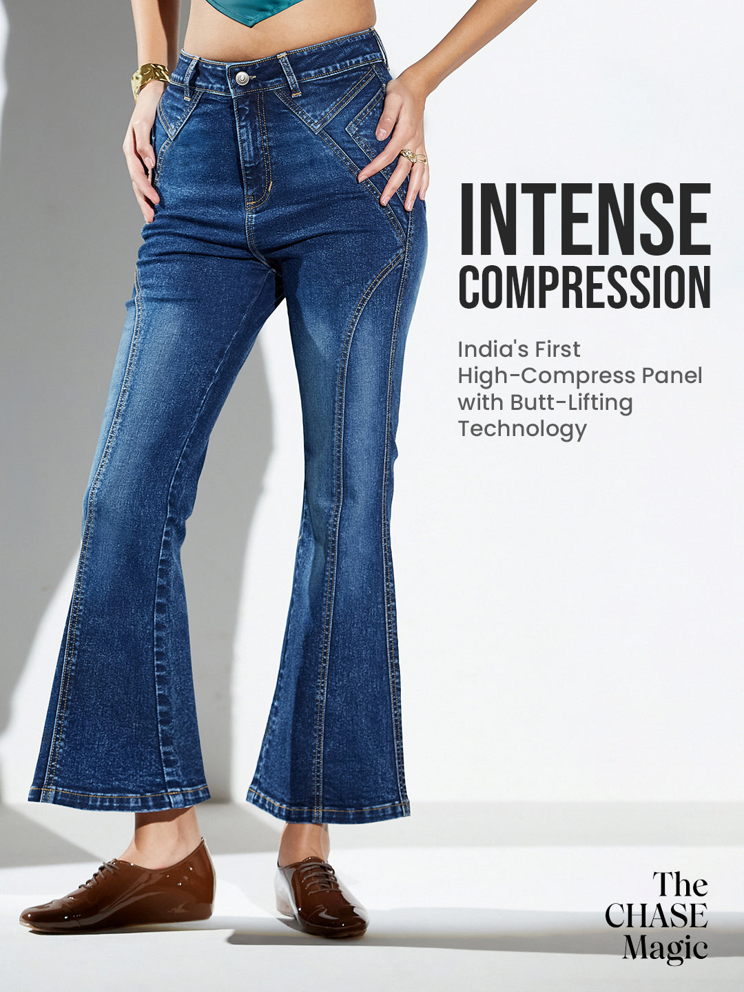CHASEshape™ Butt-Lifting Bootcut High-Rise Navy Blue Denim Jeans