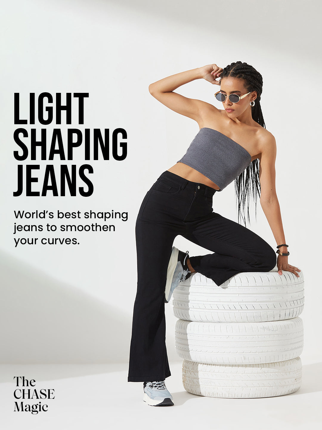 CHASEshape™ Light-Shaping Bootcut High-Rise Black Denim Jeans for Women — Dolce Crudo
