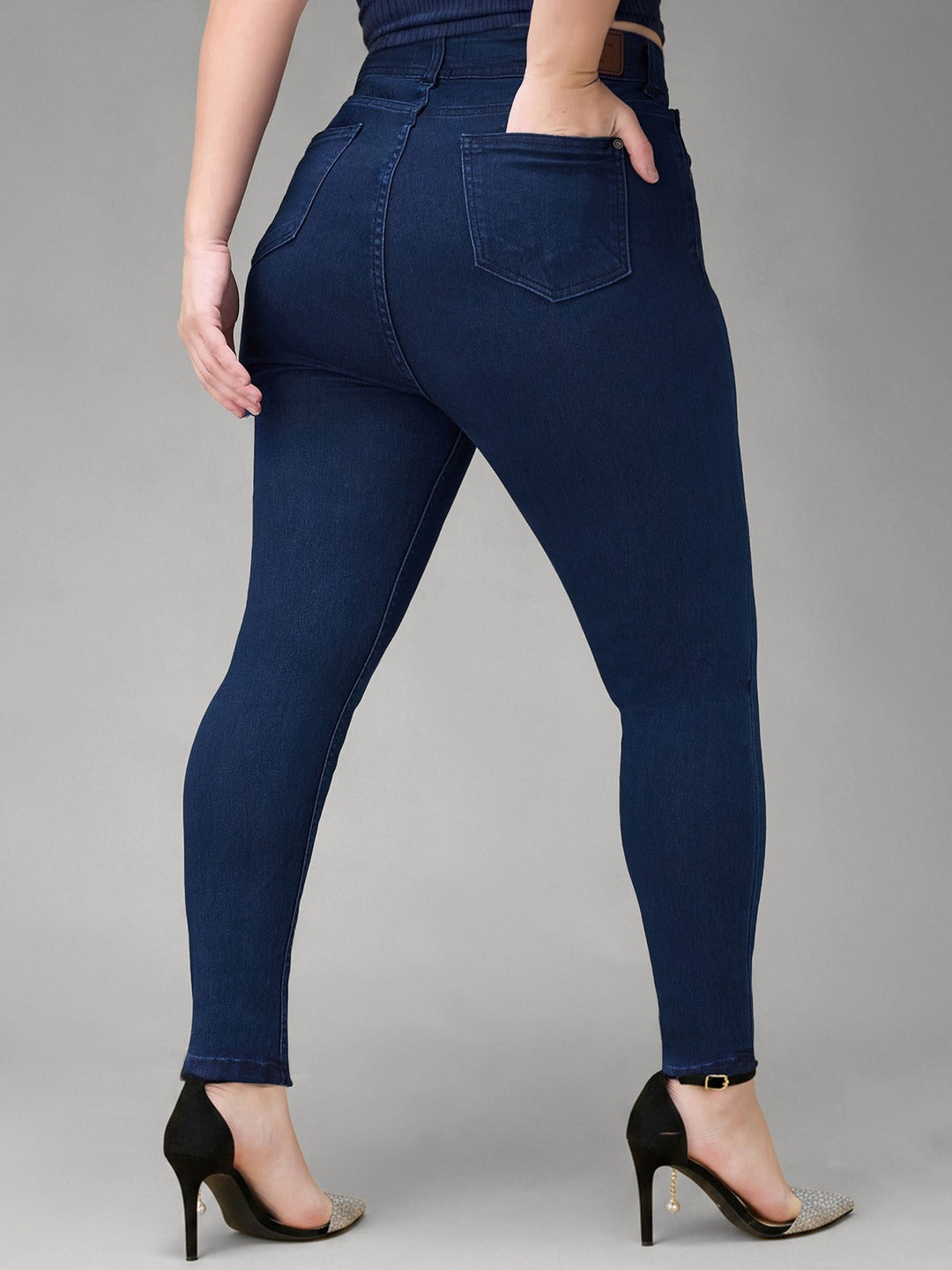 Navy Blue Skinny Fit High Rise Stretchable Denim Jeans for Women
