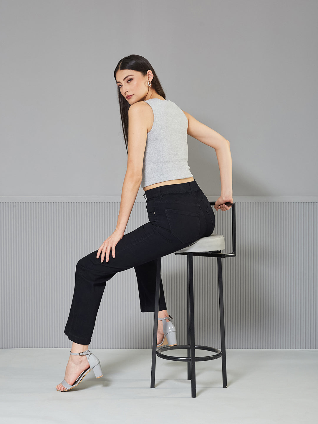 CHASEstretch™ Black Straight-Fit High-Rise Regular-Length Denim Jeans for Women