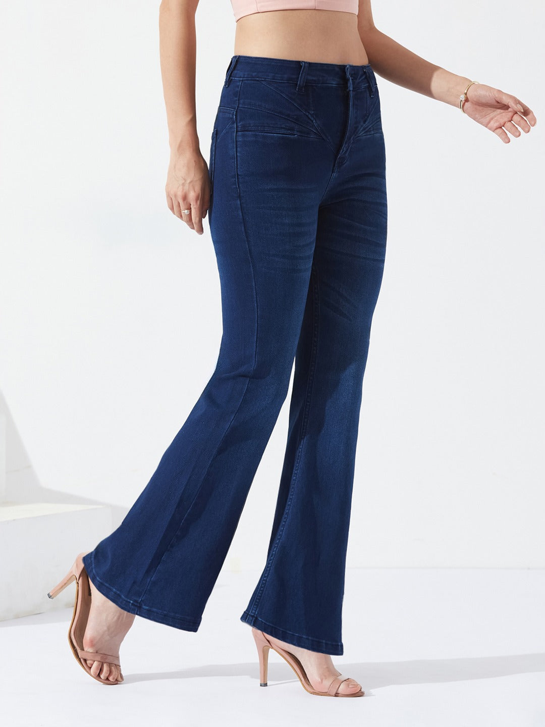 CHASEshape™ Light-Shaping Navy Blue Bootcut high-rise Stretchable Jeans for Women