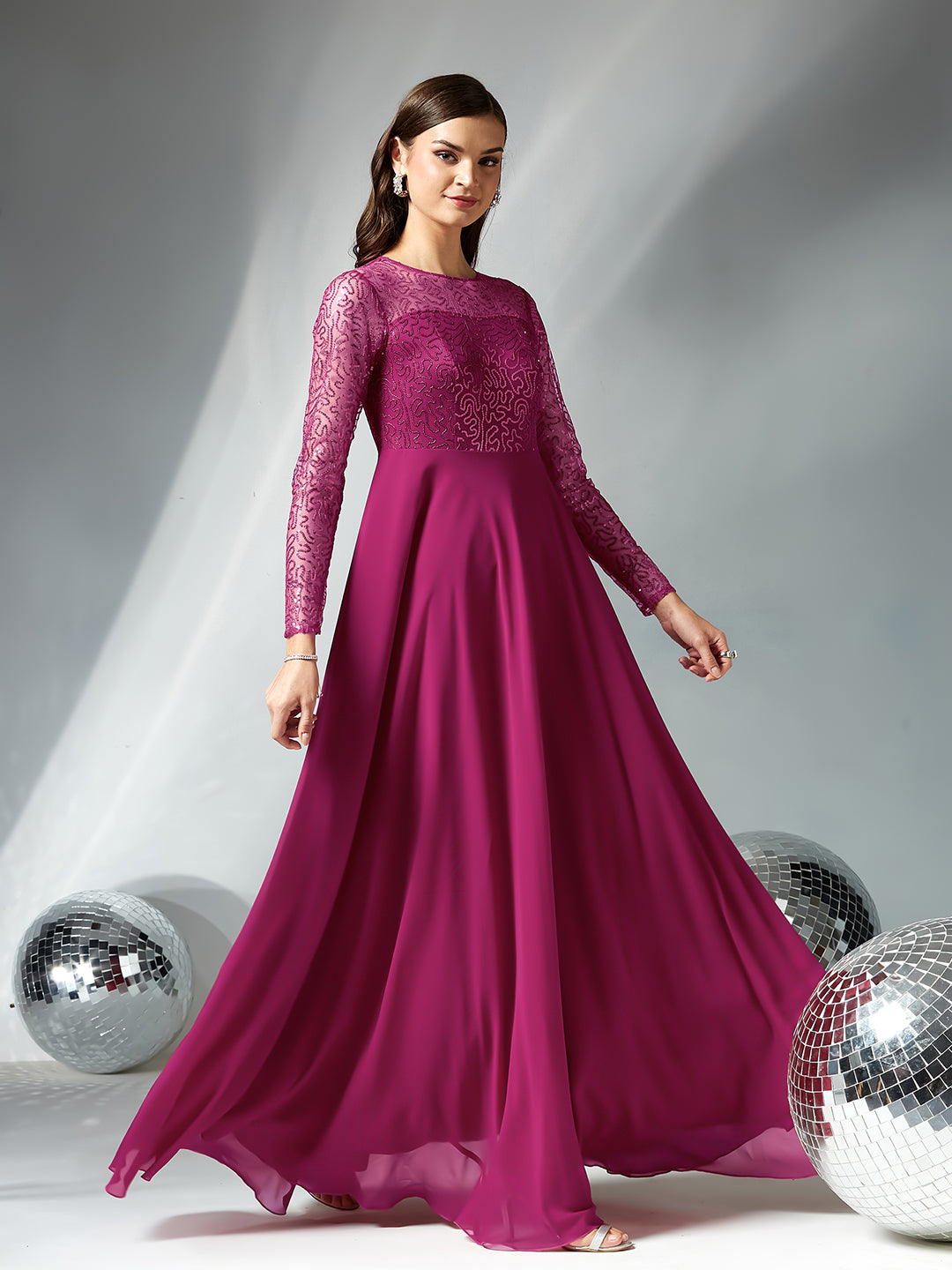 Black Solid Embellished Maxi Dress for Women