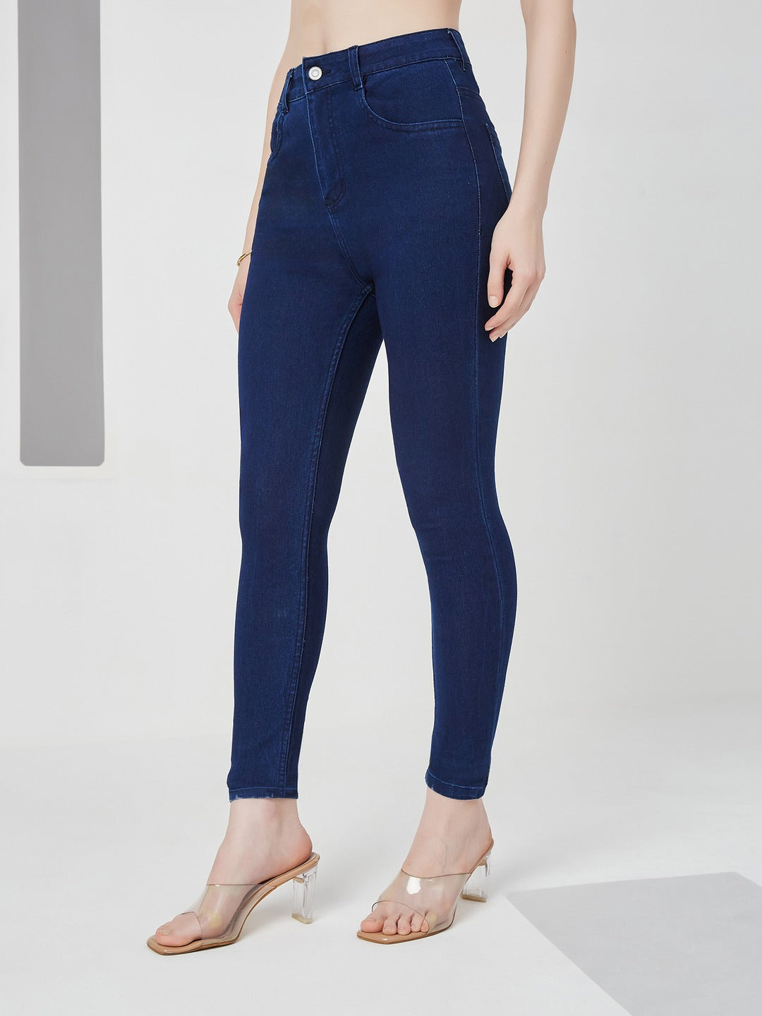 Navy Blue Skinny high-rise Regular Stretchable Denim Jeans for Women