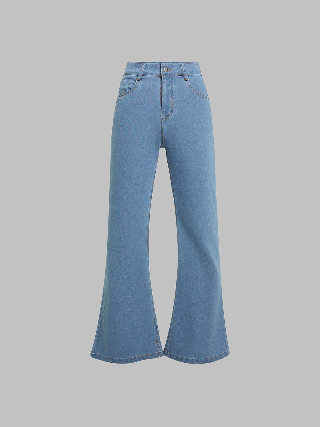 Women's Light Blue Bootcut High rise Clean look Regular Stretchable Denim Jeans