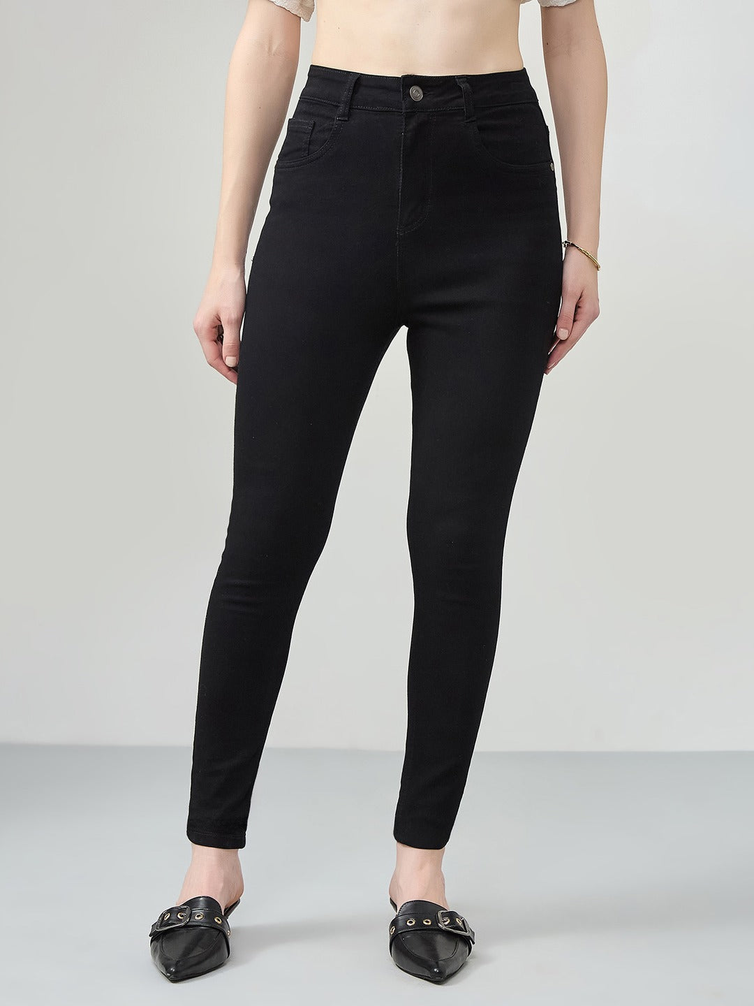 Black Skinny Fit high-rise Stretchable Denim Jeans for Women