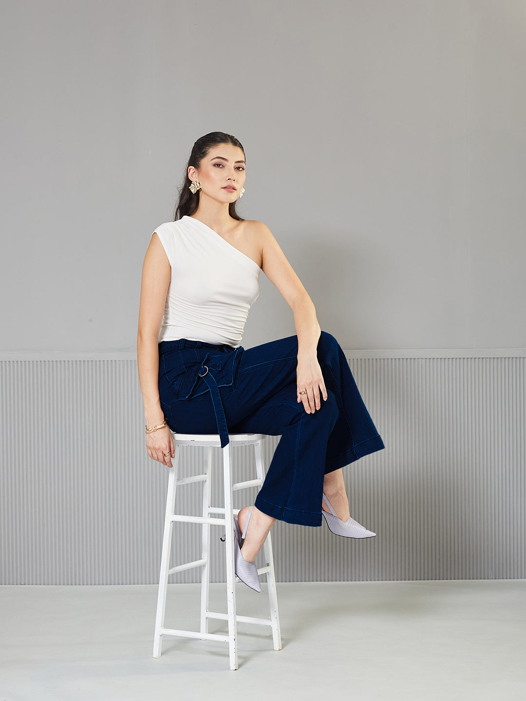 Women's Navy Blue Bootcut High-Rise  Regular Stretchable Denim Jeans