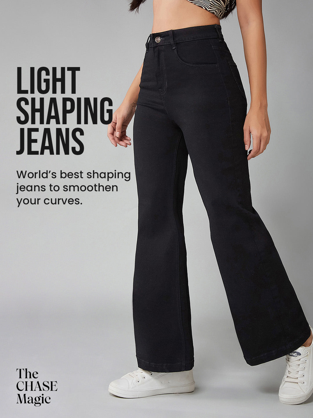 CHASEshape™ Black Bootcut High-Rise Stretchable Denim Jeans